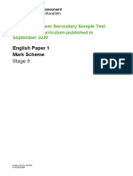 English Paper 1 Mark Scheme: Stage 9