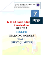 K To 12 Basic Education Curriculum: Grade 7