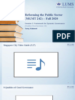 Reforming The Public Sector (MGMT 242) - Fall 2020: Session 3: Framework For Dynamic Governance