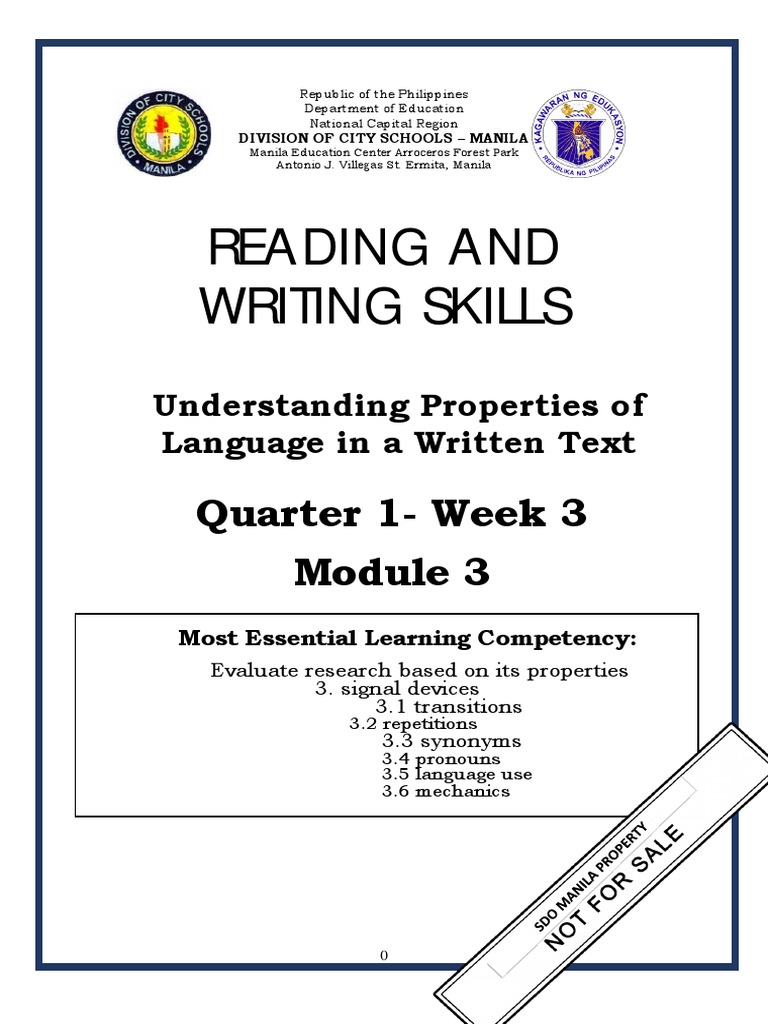 Grade 11 Reading & Writing Module 3 | PDF | Grammatical Number | Plural