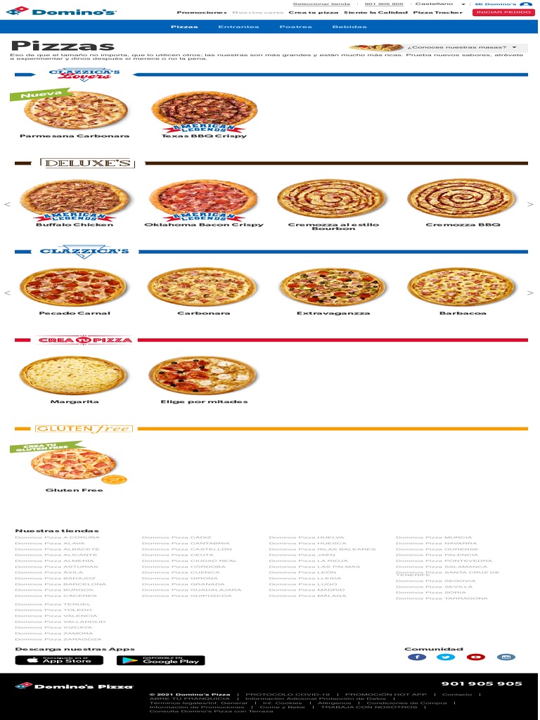 Carta Domino S Pizza Especialidades En Pizzas Domino S Pizza Cocina