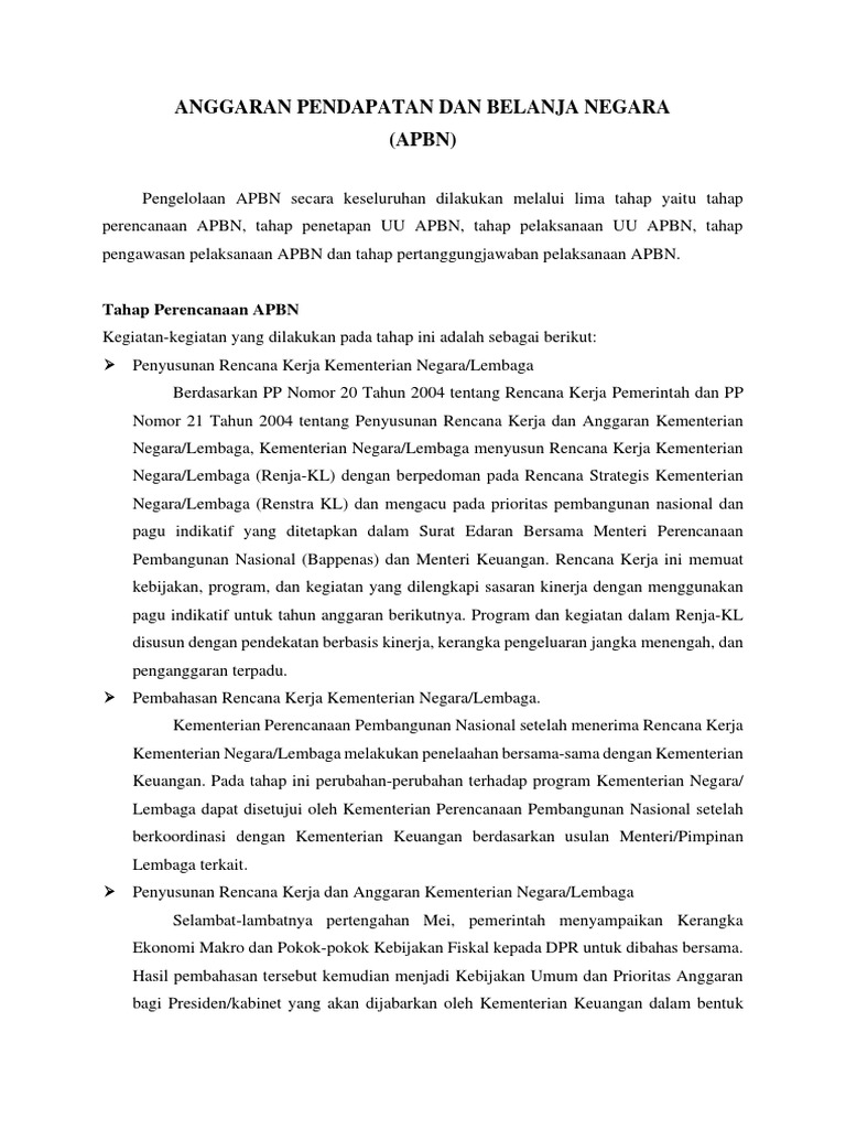 Proses Penyusunan APBN di Indonesia | PDF | Bisnis | Pengelolaan ...