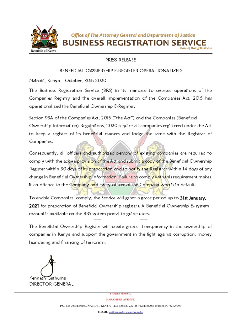 Beneficial Ownership E-Register Launched | PDF | Domain Name Registrar ...