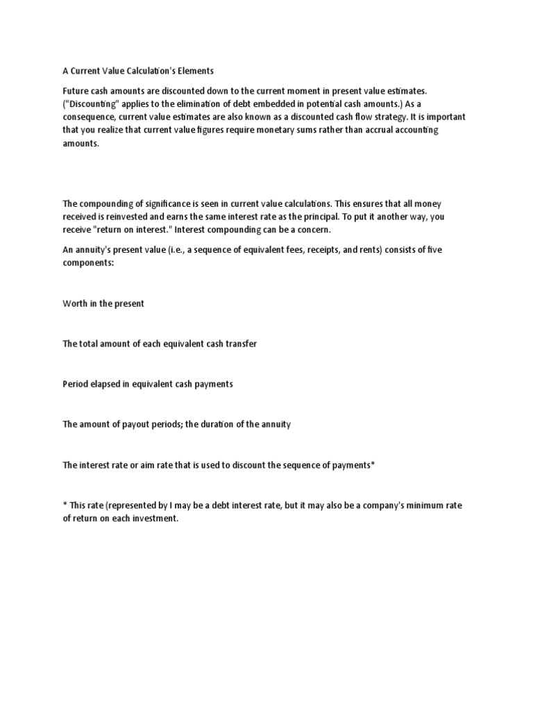 A Current Value Calculation | PDF | Business | Finance & Money Management