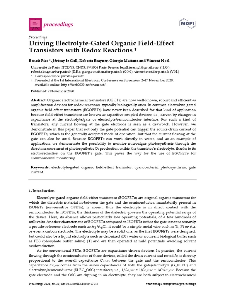 Driving Electrolyte-Gated Organic Field-Effect Tra | PDF | Field Effect ...