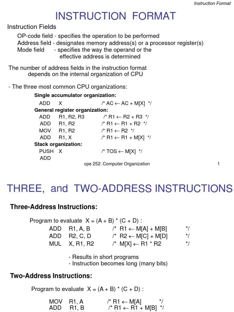Instruction Format | PDF | Central Processing Unit | Computer Hardware