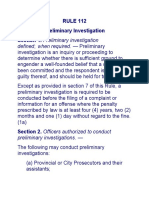 RULE 112 Preliminary Investigation Section 1. Preliminary Investigation