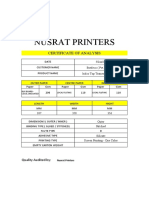 Nusrat Printers: Certificate of Analysis