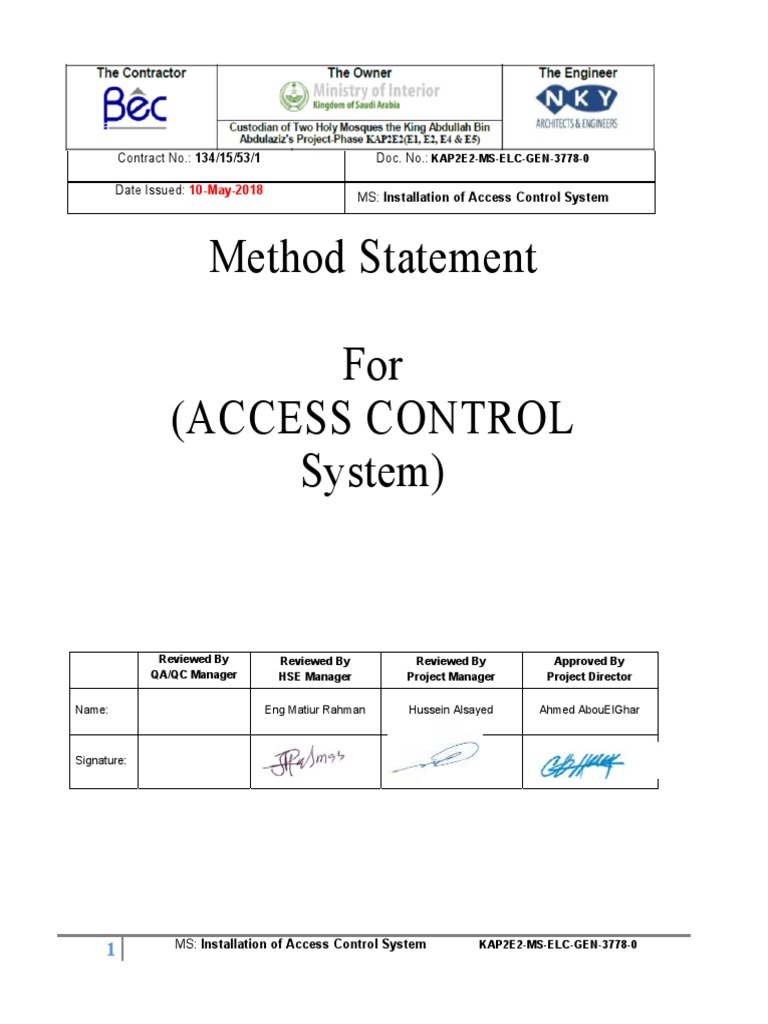 01 - Access Control System - (MS-ELC-3778-0) | PDF | Quality Assurance ...