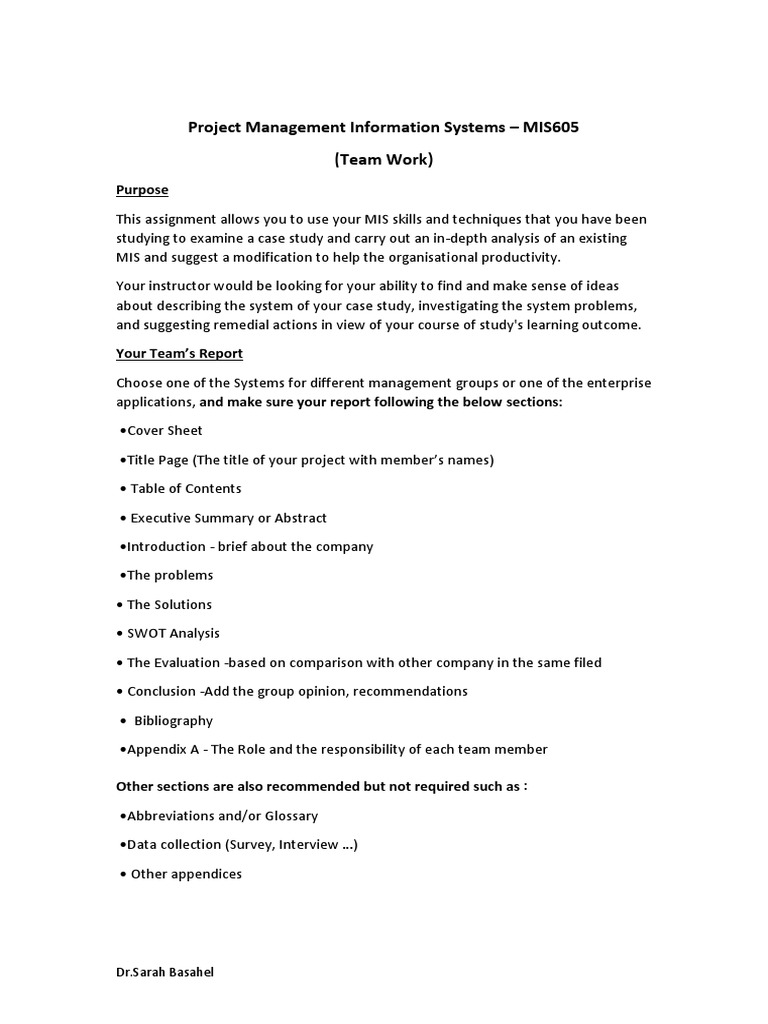 Project Management Information Systems - MIS605 | PDF | Cognition ...