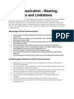 Oral Communication - Meaning, Advantages and Limitations