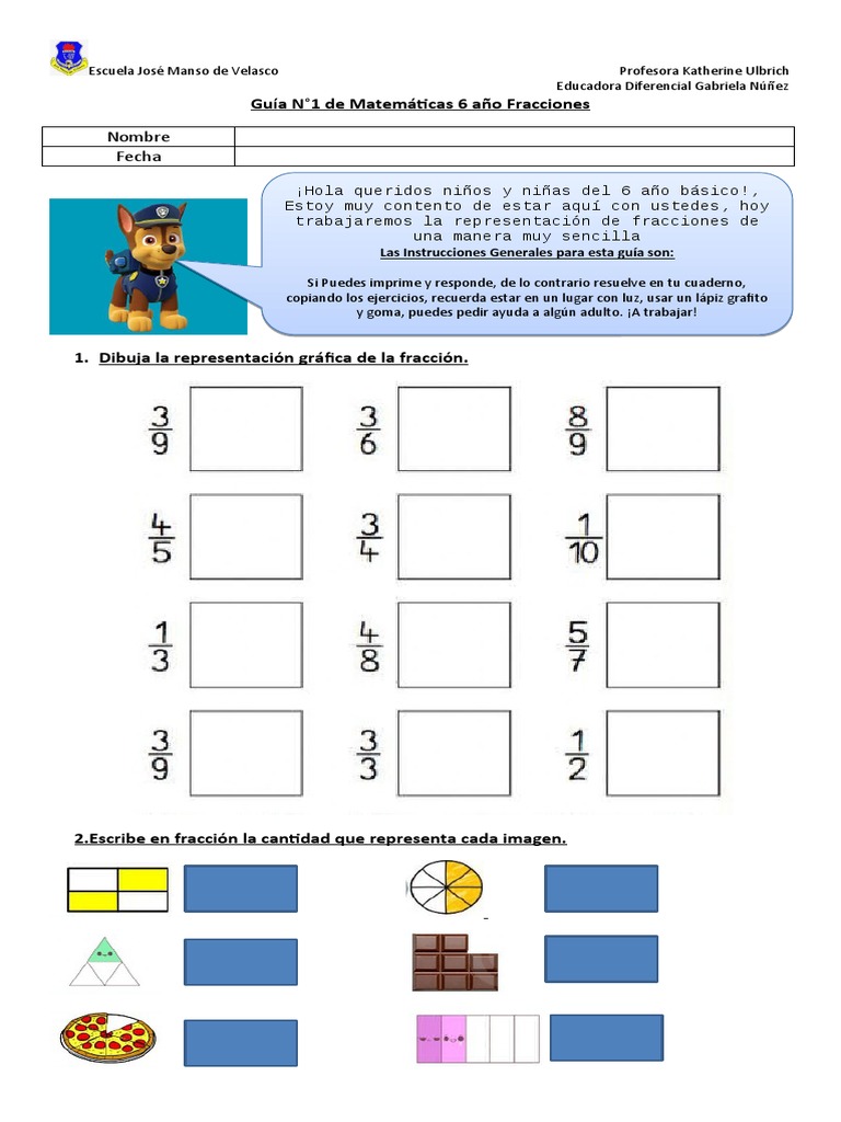 Guía de Fracciones para Sexto Grado | PDF | Artes del Lenguaje y ...