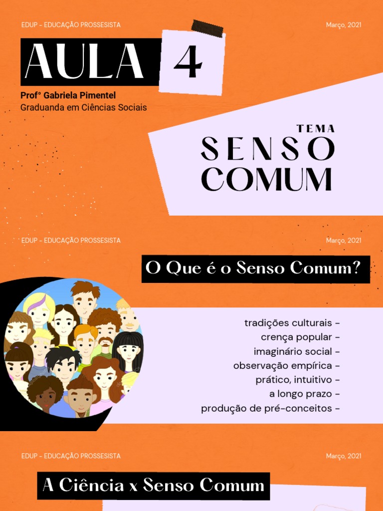 Aula 4 - Senso Comum | PDF | Sociologia | Gênero