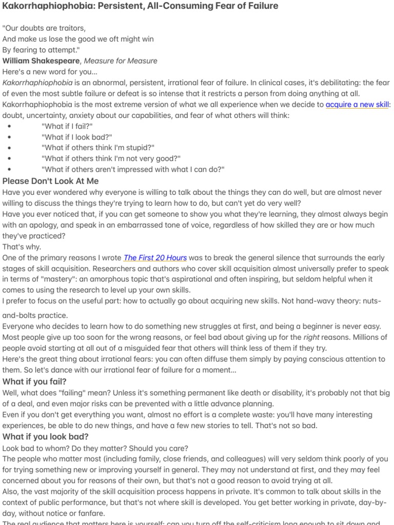 Kakorrhaphiophobia Persistent, AllConsuming Fear of Failure PDF