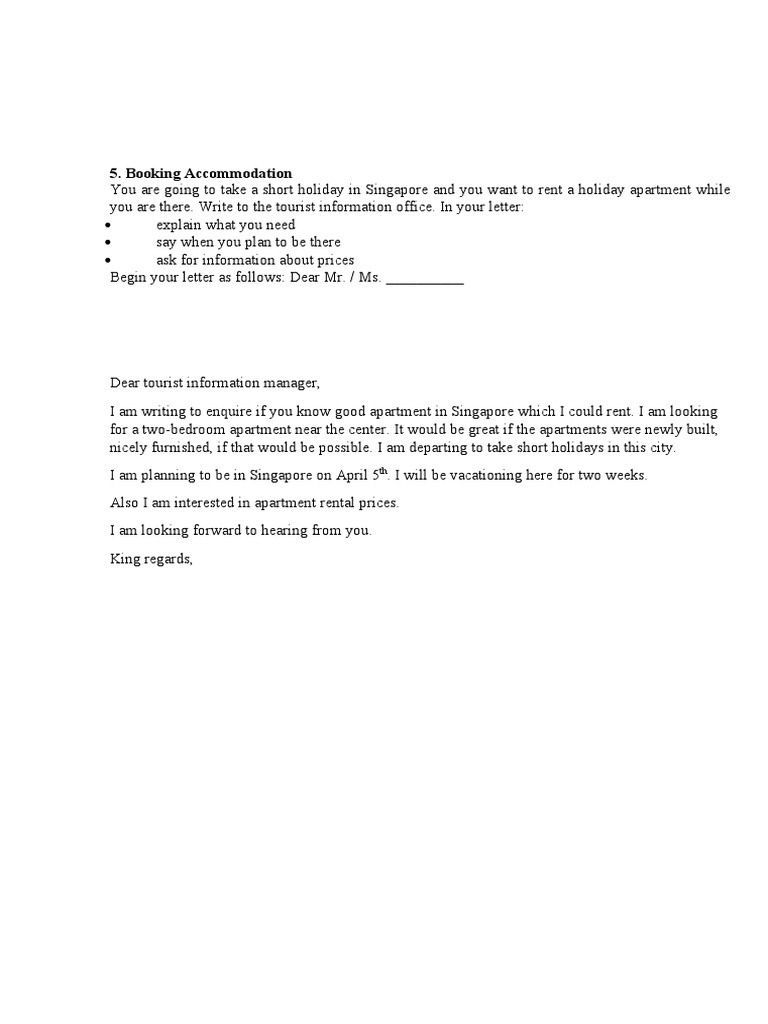 Inquiry for Singapore Apartment Rental | PDF