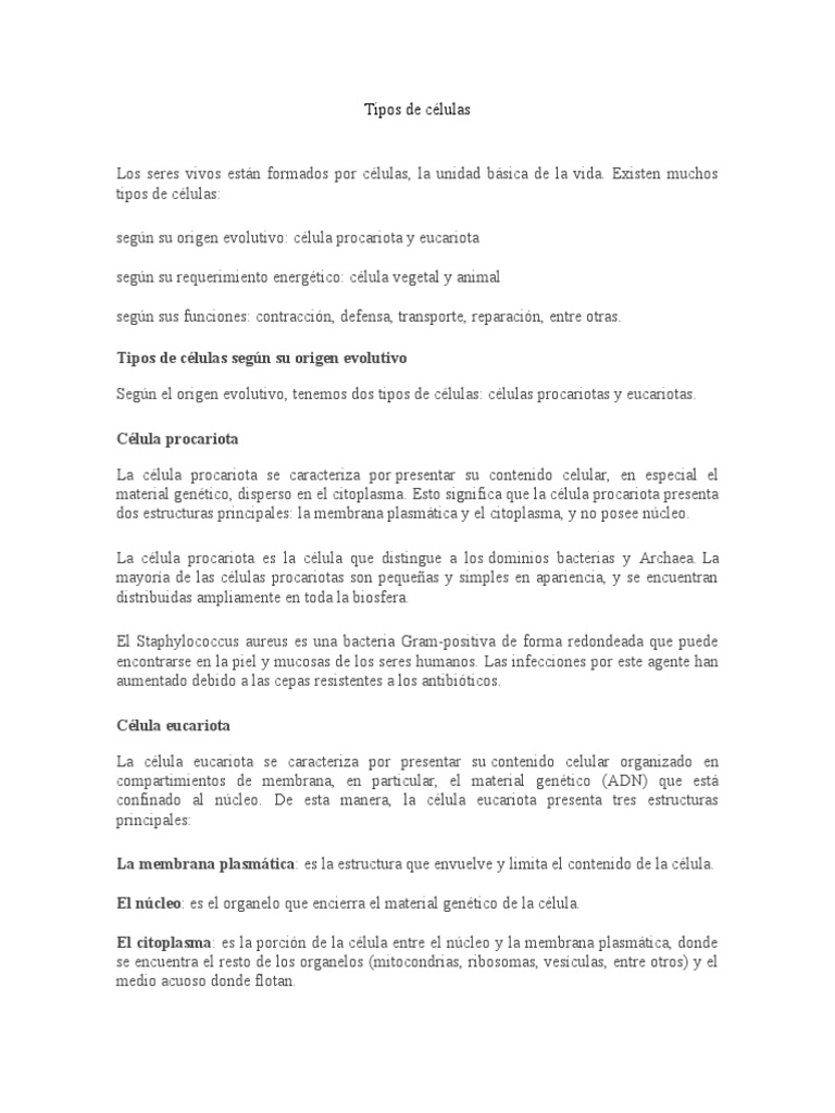 Tipos de Células: Procariotas y Eucariotas | PDF | Plantas | Biología ...