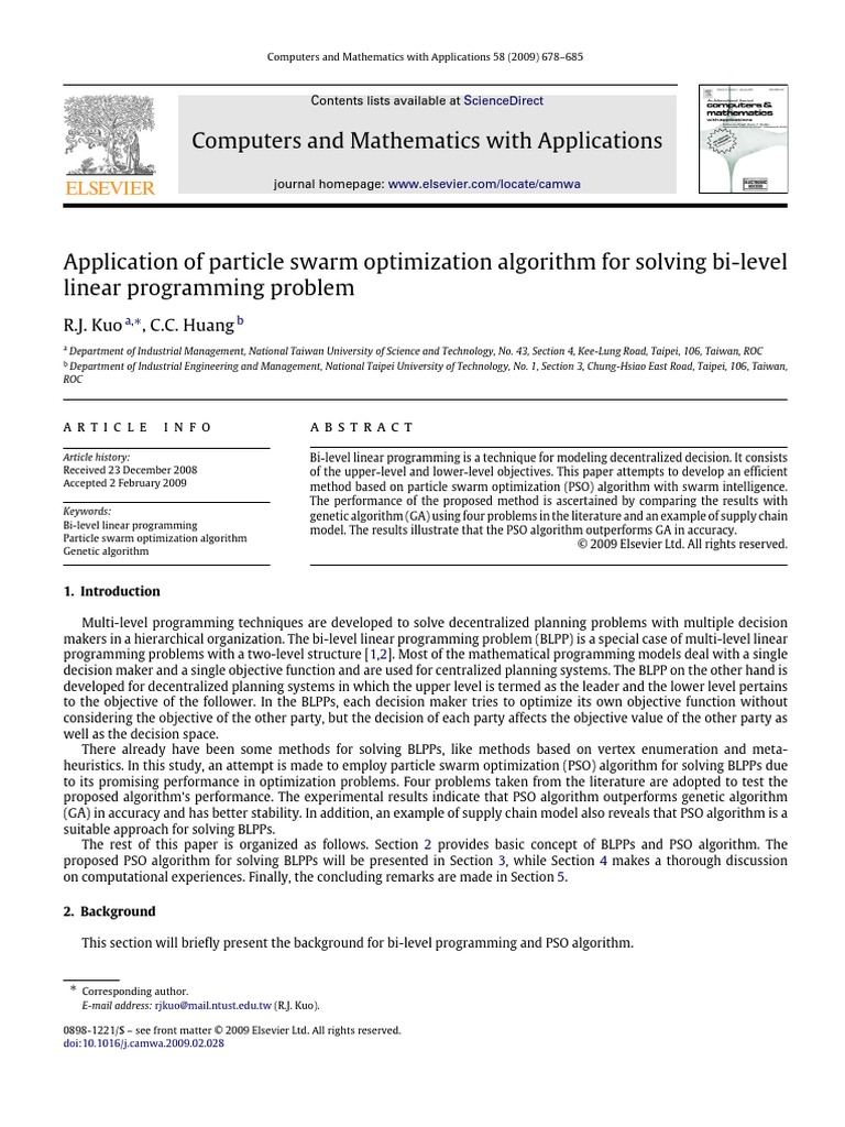 Computers and Mathematics With Applications R.J. Kuo, C.C. Huang PDF