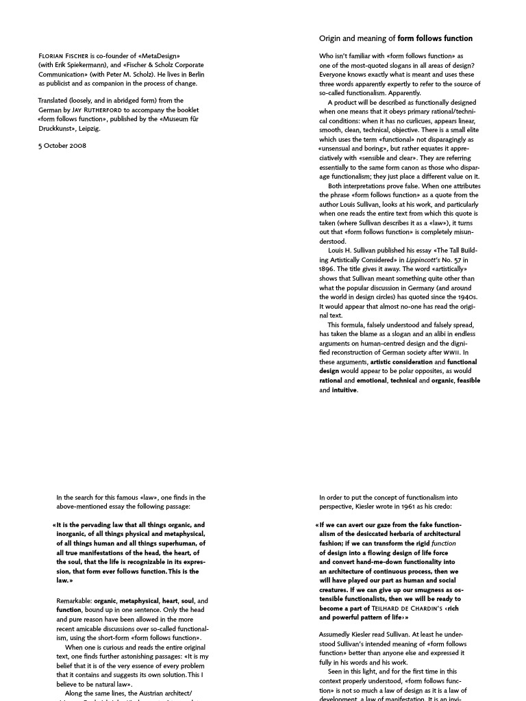 Origin and Meaning of Form Follows Function | PDF | Design | Metaphysics