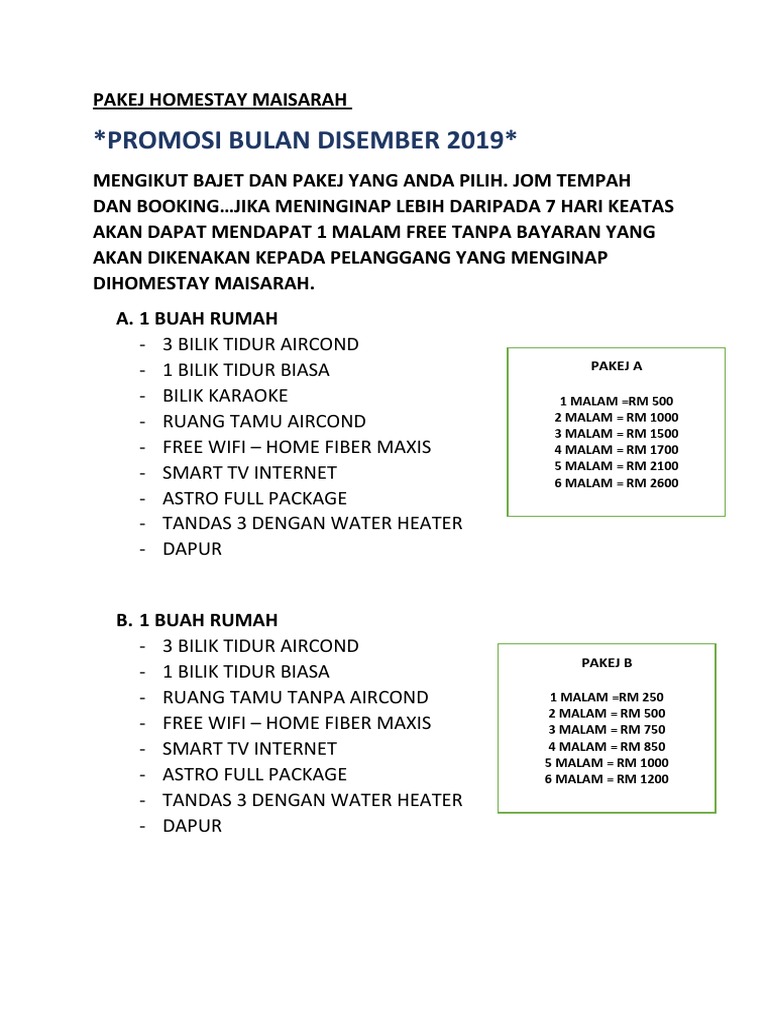 Promosi Homestay Disember | PDF