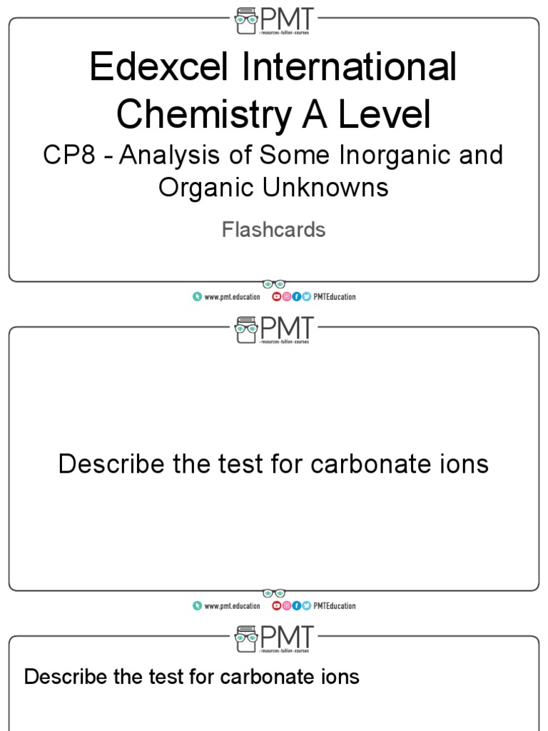 Edexcel International Chemistry A Level Tests for Organic and Inorganic ...