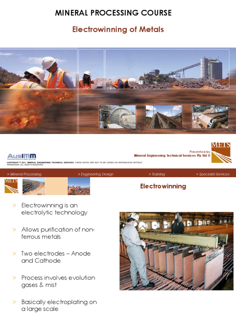 Electrowinning of Metals: Mineral Processing Course | PDF | Anode | Nickel
