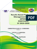 Results-Based Performance Management System (RPMS) Portfolio SY 2019-2020