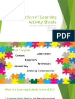 Preparation of Learning Activity Sheets: School-Based In-Service Training For Teachers March 16, 2021 Via Google Meet