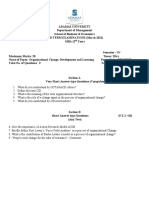 Mid Term Question Paper - 2020 - MBA IV - Organizational Change, Development & Learning