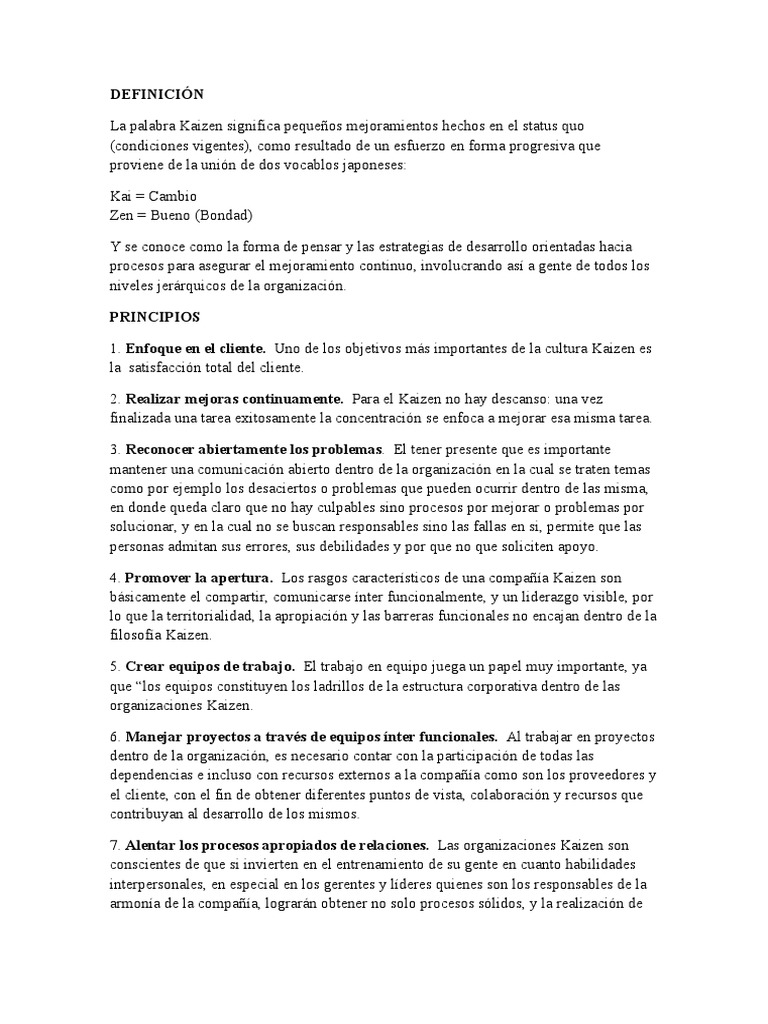 Principios y Metodología del Kaizen | PDF | Business | Science