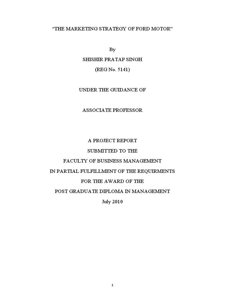 The Marketing Strategy Of Ford Motor Download Free Pdf Ford Motor