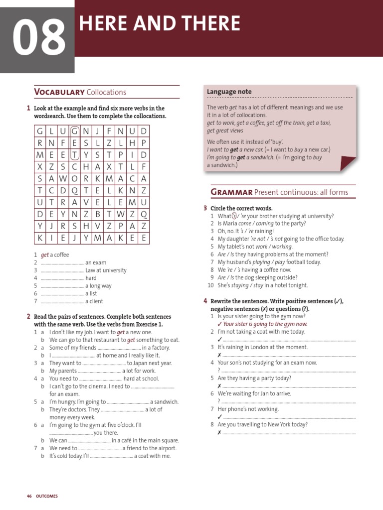 Outcomes Beginner Workbook Unit 8 Pdf English Language Room
