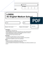Lords An English Medium School: Igcse Mock Examination 2021