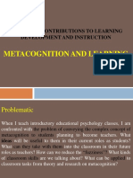 Metacognitive Contributions To Learning