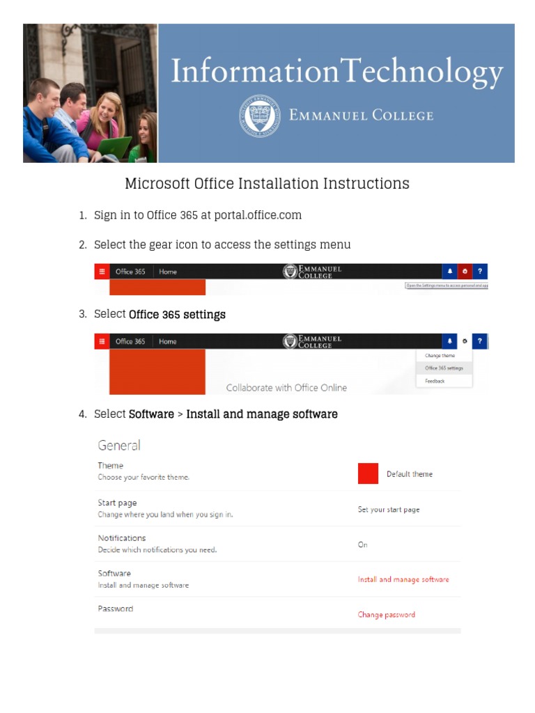 Install Microsoft Office 365 Instructions | PDF | Computers