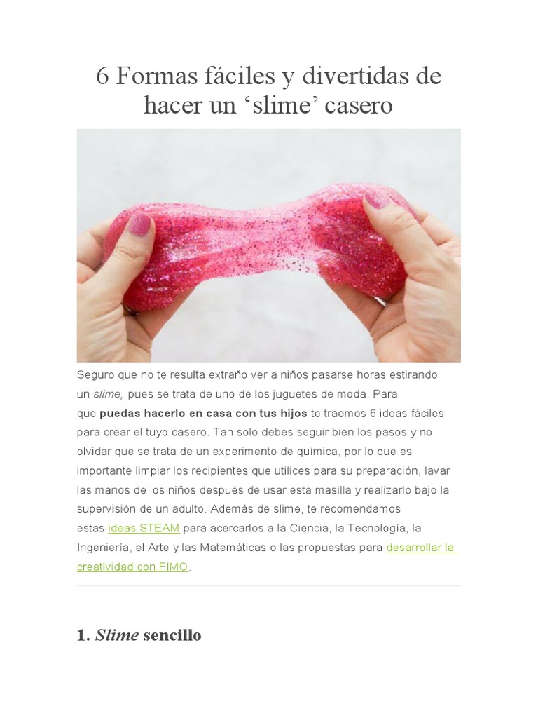 6 Formas Fáciles y Divertidas de Hacer Un Slime' Casero | PDF ...