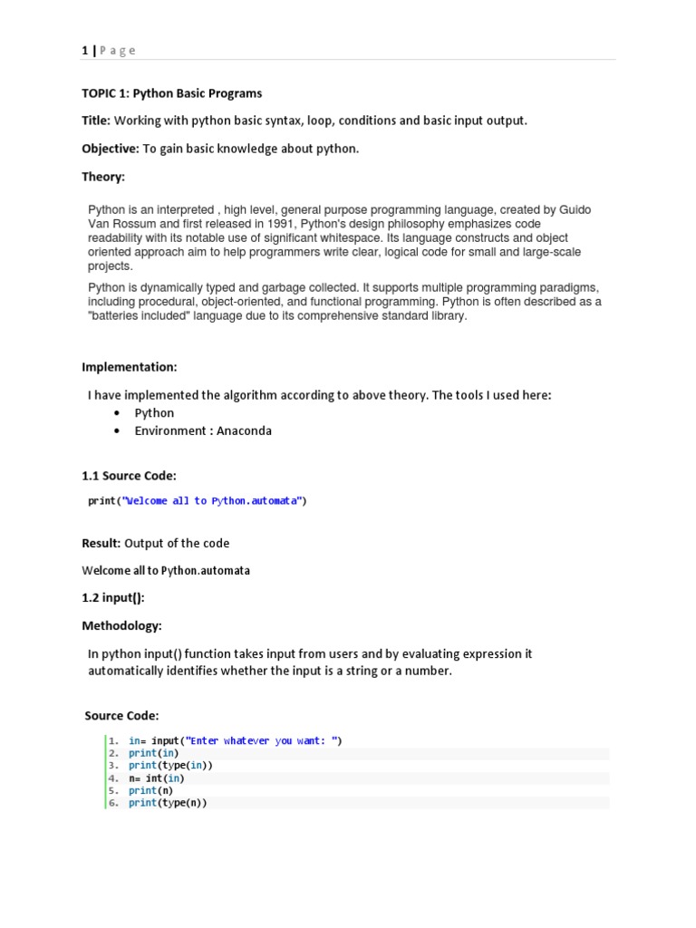 Automata Lab Report 2 | PDF | Python (Programming Language) | Control Flow