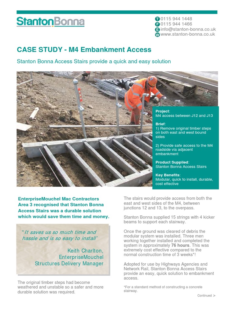 M4 Embankment Access Stairs Case Study | PDF | Stairs | Civil Engineering