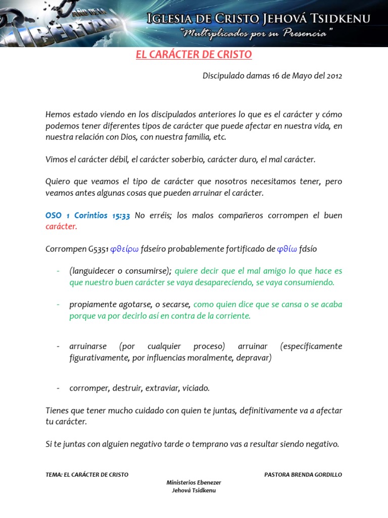El Carácter de Cristo en la Biblia | PDF | Cristo (título) | Contenido ...