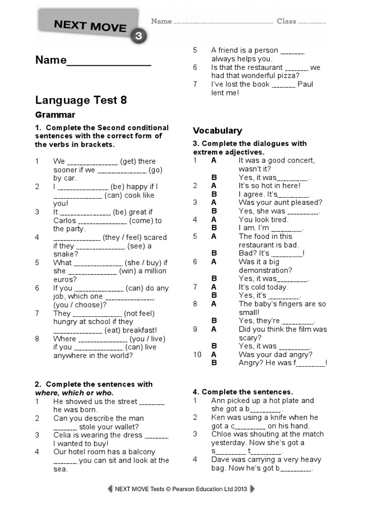 Language Test: Grammar and Vocabulary | PDF | Language Mechanics | Syntax