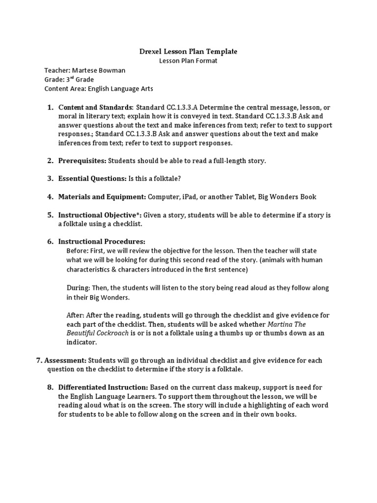 Mbowmandrexellessonplan 2 | PDF