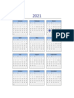 Calendario 2021 Excel Domingo A Sabado
