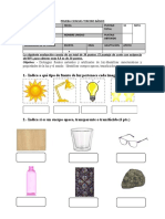 Prueba Ciencias Tercero Básico Luz y Sonido