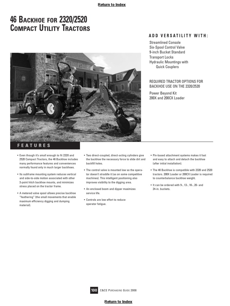 John Deere 46 Backhoe Brochure | PDF | Loader (Equipment) | Tractor