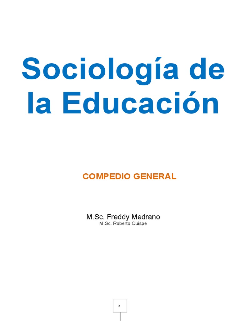 Sociologia de La Educacion | PDF | Sociología | Desigualdad social