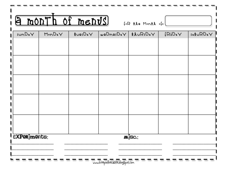 A Month of Menus | PDF