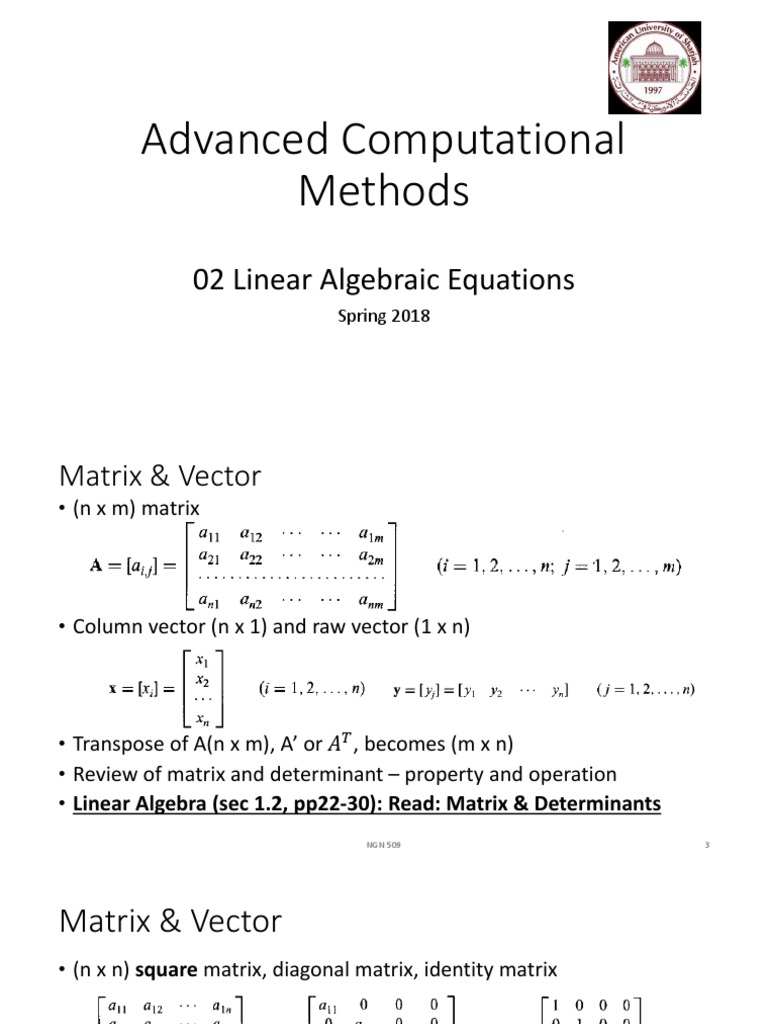 Solving Linear Algebraic Equations | PDF | Matrix (Mathematics ...