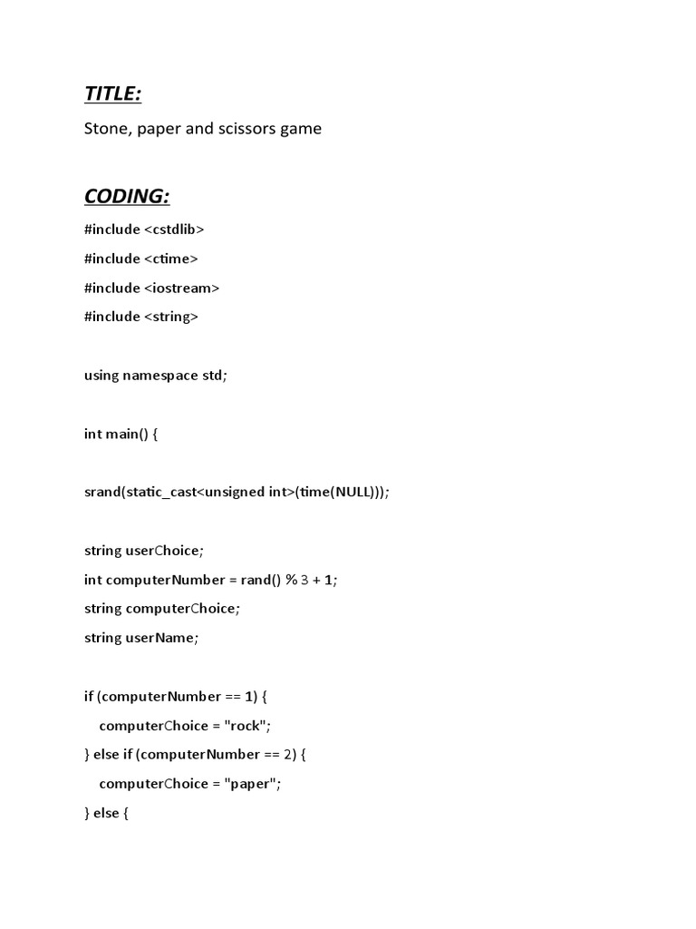 Rock Paper Scissors Game Code | PDF | Computers