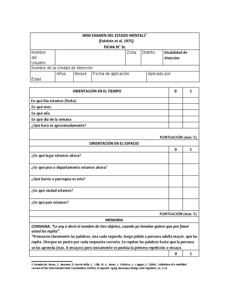 Mini examen del estado mental folstein et al 1975 pdf prueba