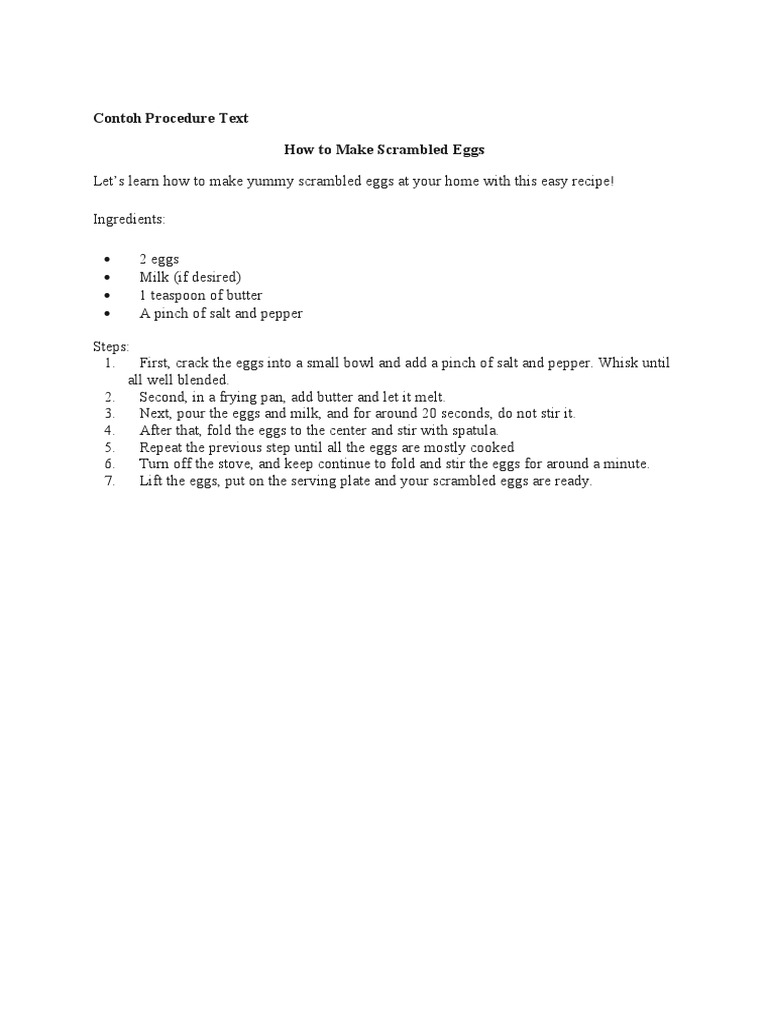 Contoh Procedure Text | PDF | Cooking, Food & Wine