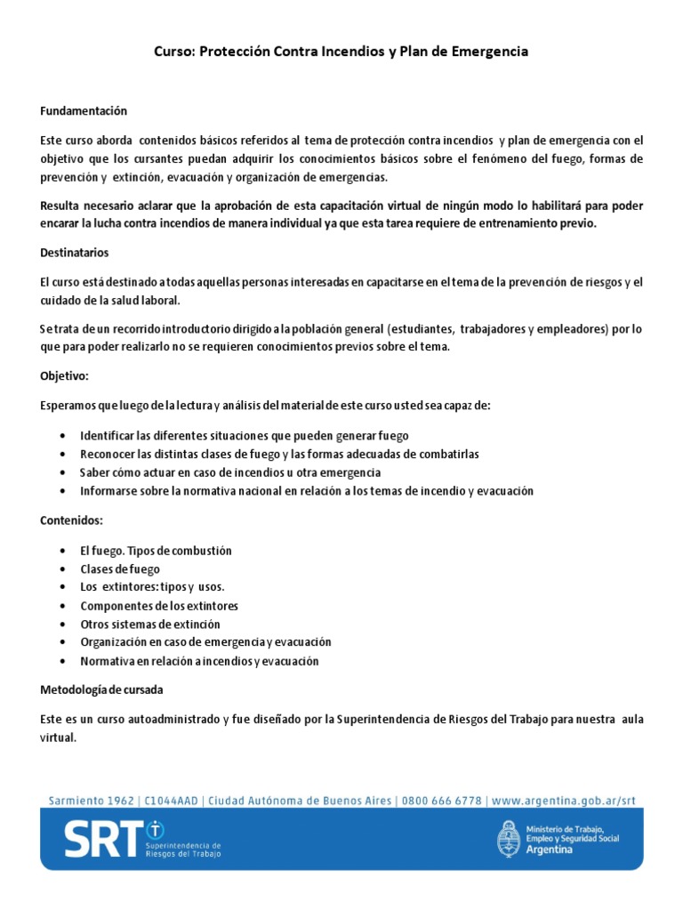 Programa Protección Contra Incendios y Plan de Emergencia | PDF ...
